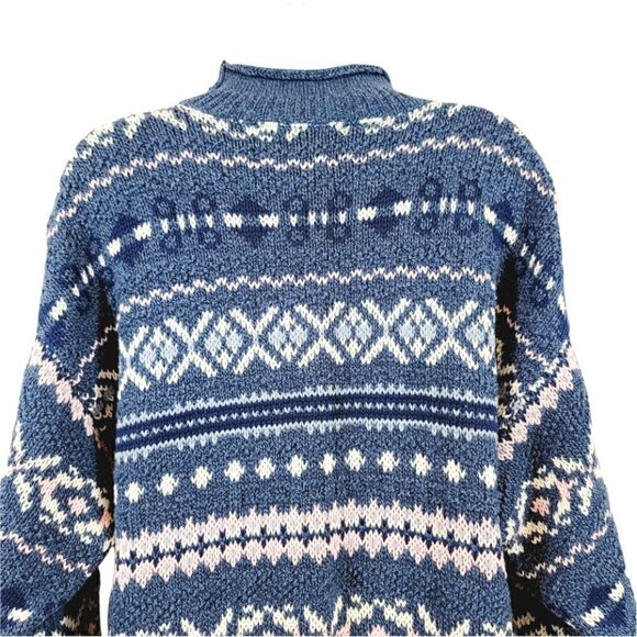 Vintage 80s American Portrait 100% Cotton Geometric Knit Tunic Sweater Size M - Picture 4 of 7